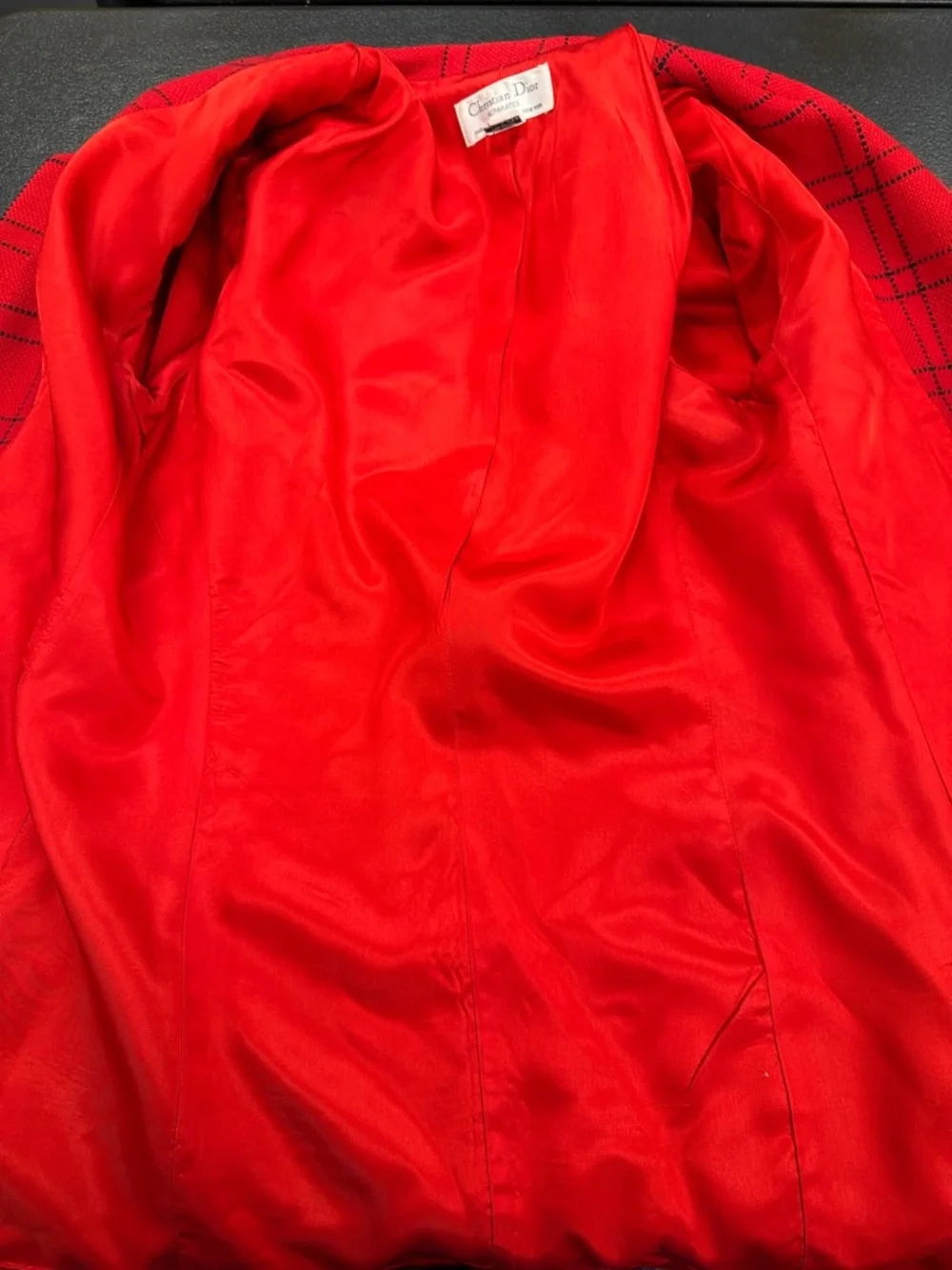 Christian Dior Red Plaid Single-Button Blazer